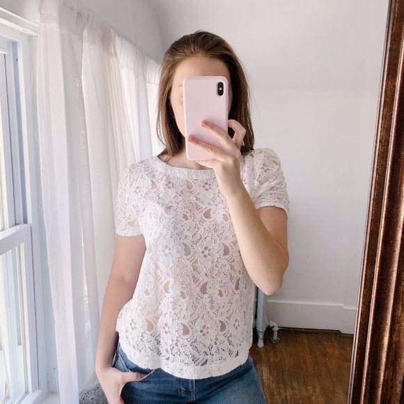 Forever 21 M White Crochet Formal Top - Picture 1 of 6